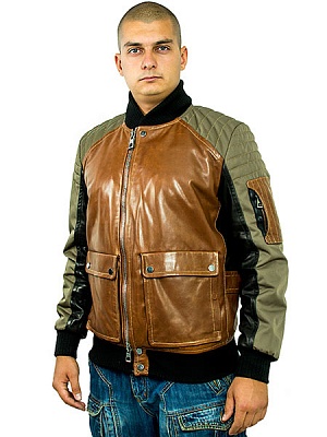 Куртка кожаная демисезонная МК/17-4К Maxsibas Vegital + Baron Oxford